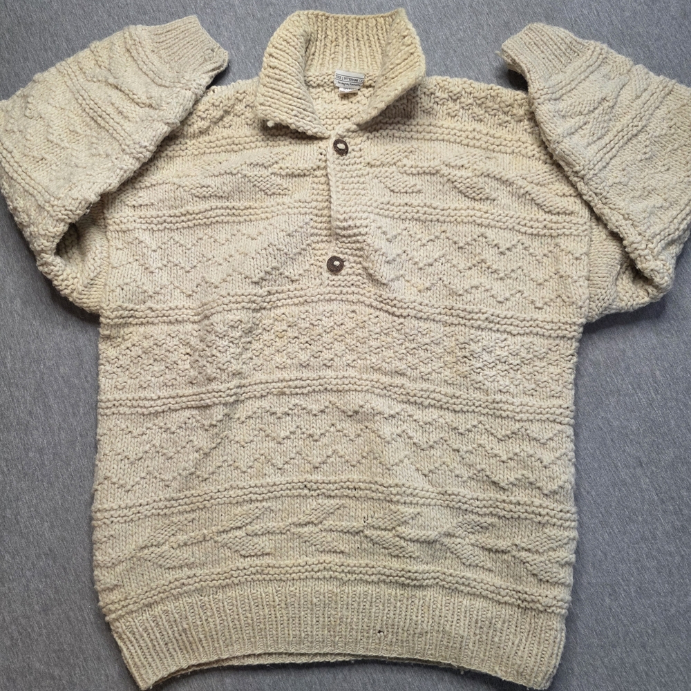 J. Peterman Textured Cream Cardigan Sweater